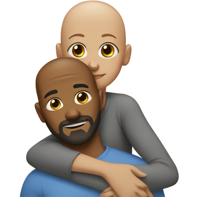 bald with dark blond grey  beard with brown female hugging emoji