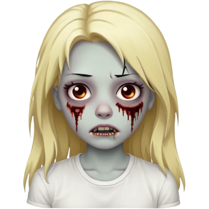 zombie girl with emo long hair blonde and white shirt emoji emoji