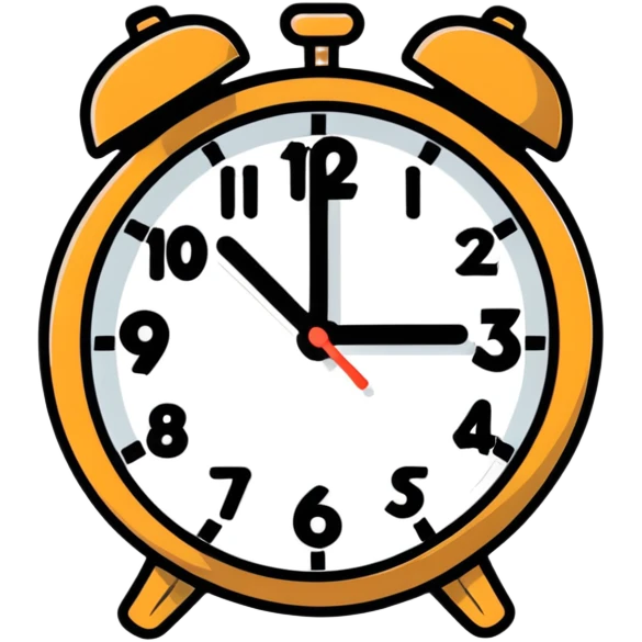 A curly headed clock emoji