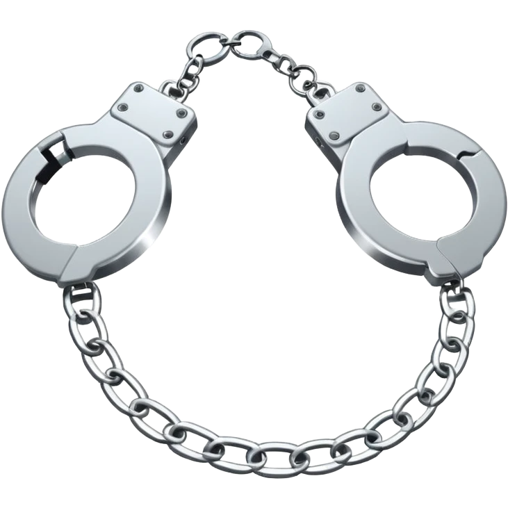  metallic handcuffs emoji, reflective metal, simple flat vector design, futuristic style emoji