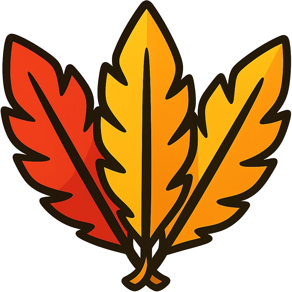 Rearrange the three phoenix feathers in a fan shape with the tips meeting at the bottom, keeping the vibrant 3D toon style, and remove the background. emoji