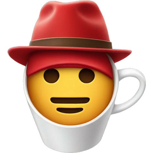 Coffee cup wearing a red hat emoji