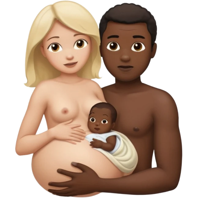 a nude woman giving birth to black mans child emoji