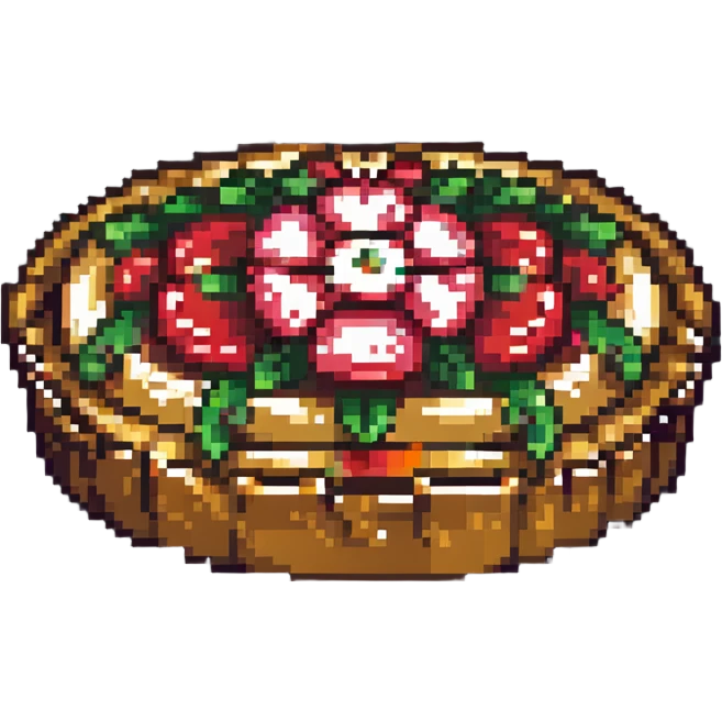 apple tart seen from above, pixel art style emoji