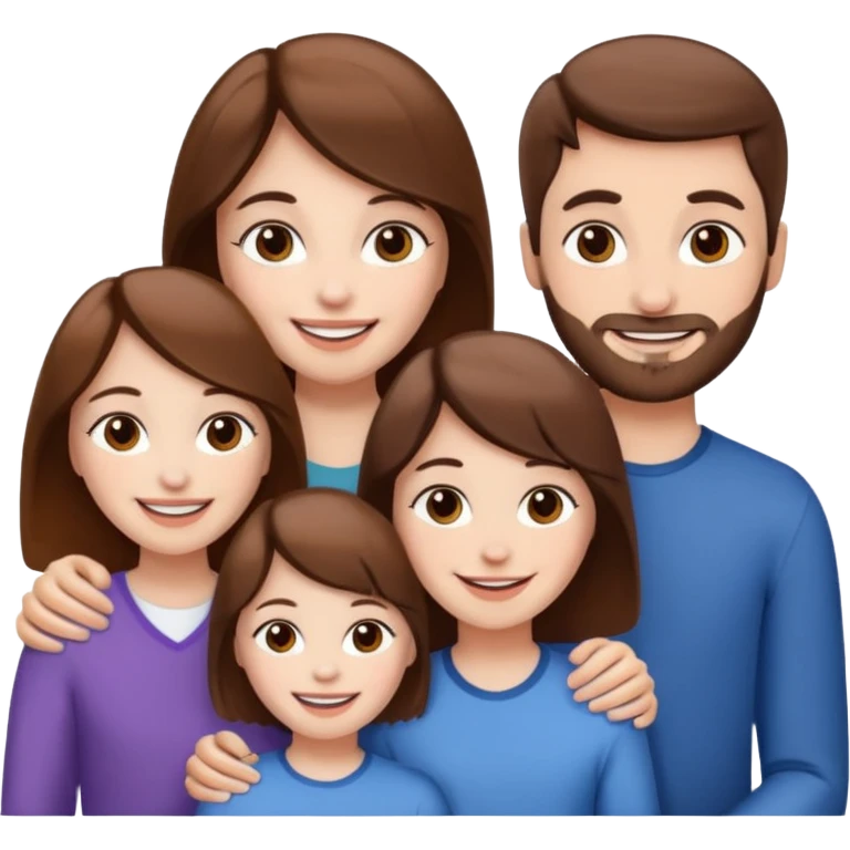 family aill white / browm hair emoji