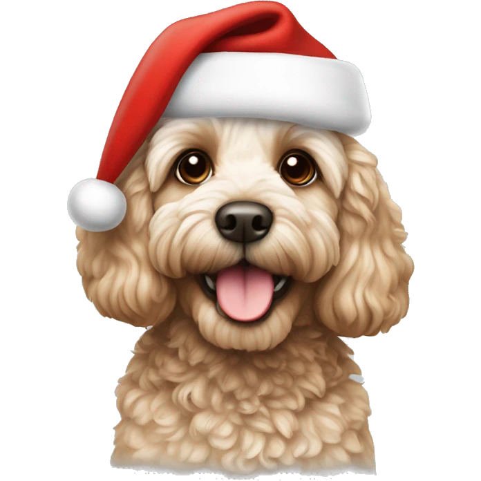 cockapoo with Santa hat emoji