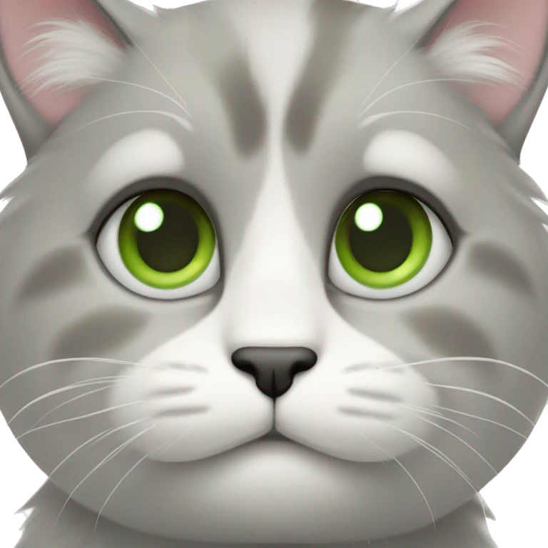 cat with white fur and gray fur on snout and cheeks, light green eyes  emoji