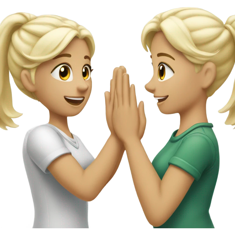 Two white blonde girls hi five  emoji