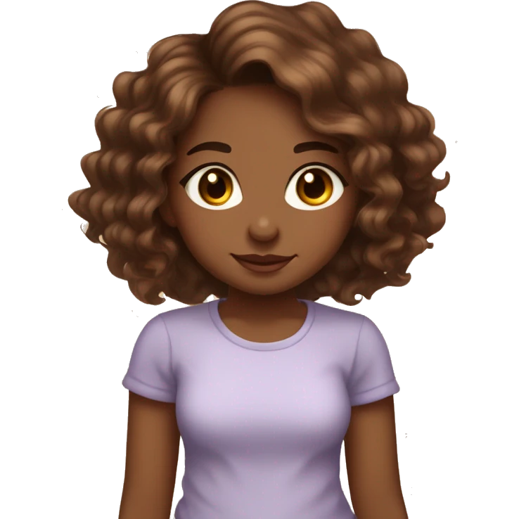 pretty brown skinned girl with long brown wavy hair long eyelashes and a chin dimple holding a chinky eyed brown skinned babygirl  emoji