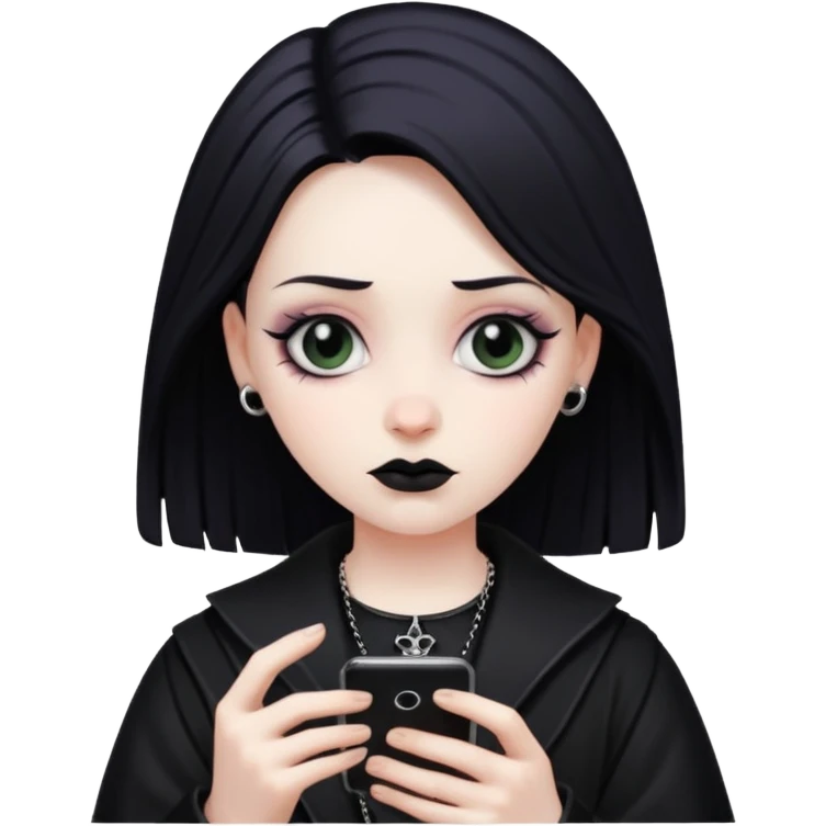 goth scrolling on  phone emoji