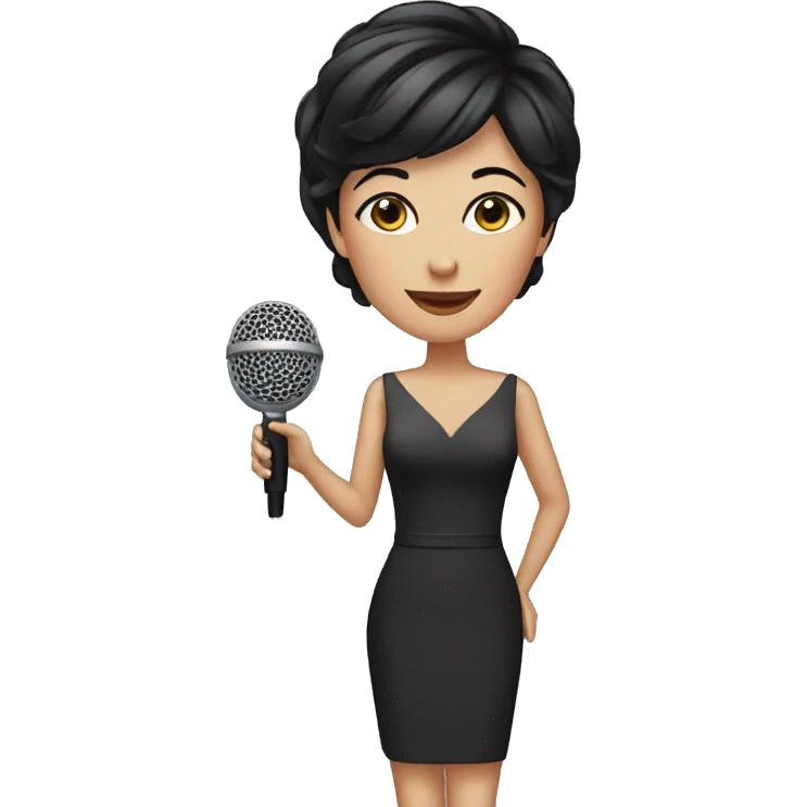wedding host woman with microphone and short black hair emoji