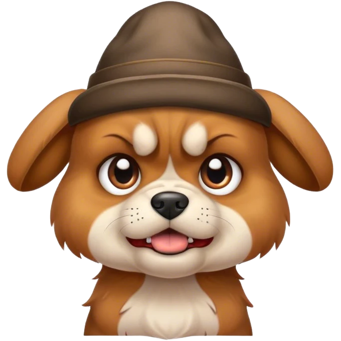 an angry puppy in a hat
 emoji