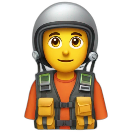 Man with keffiyeh and electrical vest in a paraglider emoji