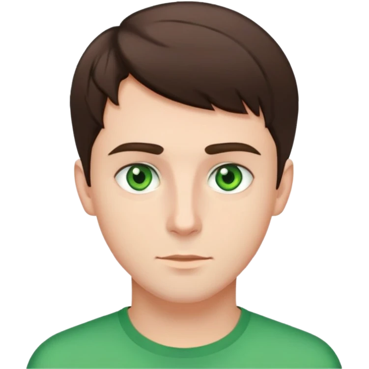 Guy with short brunette hair with green eyes emoji