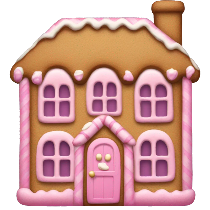A pink gingerbread house emoji