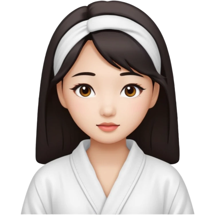 girl aesthetic emoji, asian beautiful make up white Bathrobe emoji