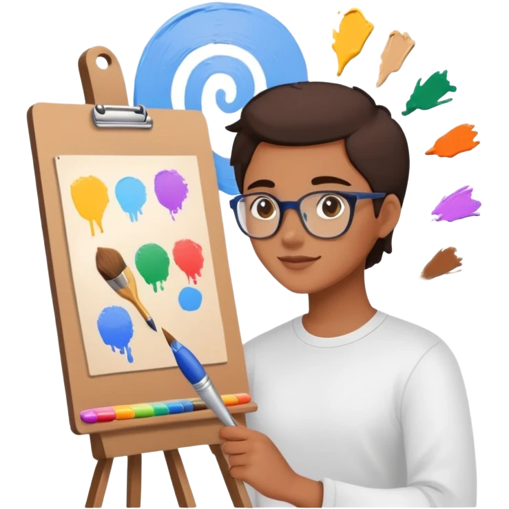 Person with paintbrush creating vision board with dreams and goals emoji