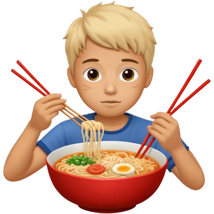 A boy eating ramen emoji