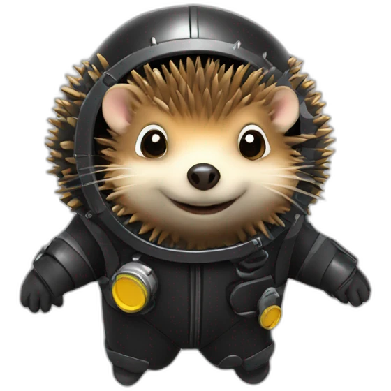 hedgehog in black rubber shiny diving suit emoji