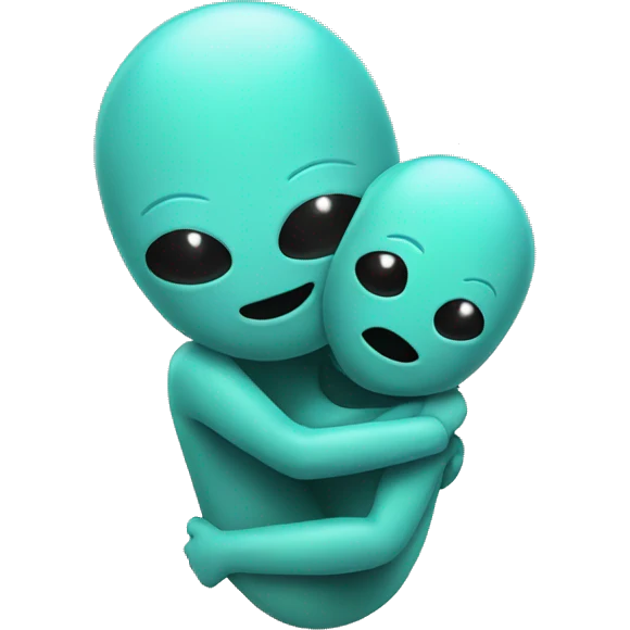 Two floating aliens hugging  emoji