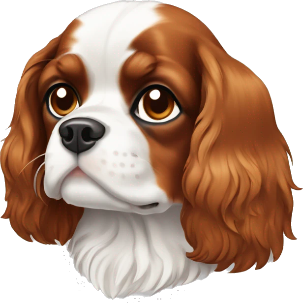 Cavalier King Charles Spaniel dog in white and brown color emoji