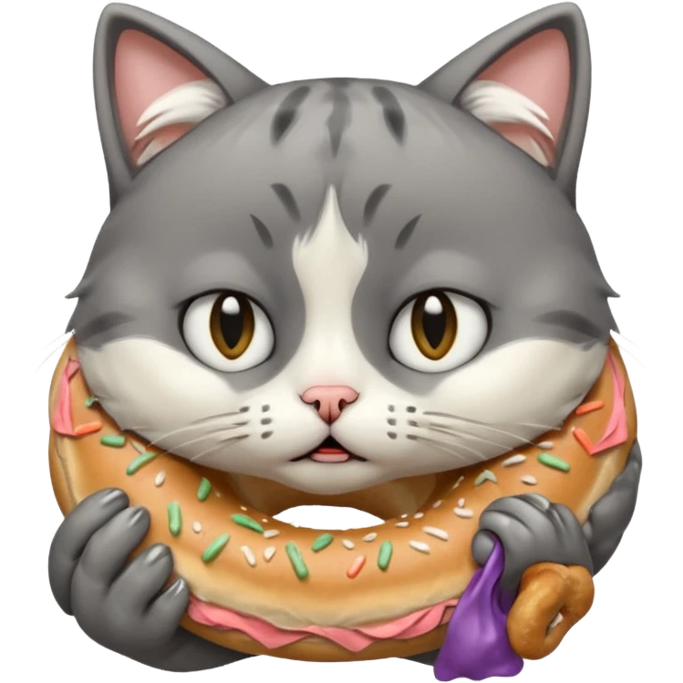 Ağlayan üzgün simit yiyen kedi emoji