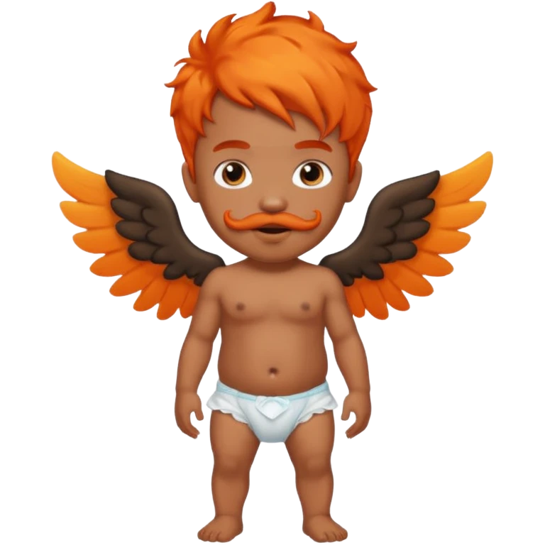 Black cupid with orange hair and mustache emoji