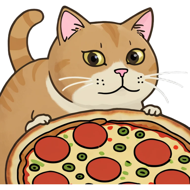 Cat on top of a pizza emoji