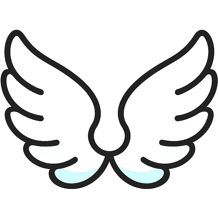 angel wings, soft white feathers, elegant, minimal background emoji