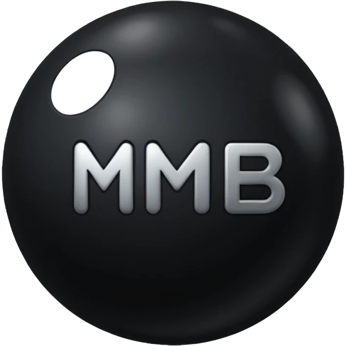 Black Ball with MB written on it. Nothing else no holes. emoji