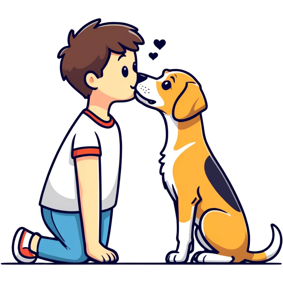 Dog kissing human emoji