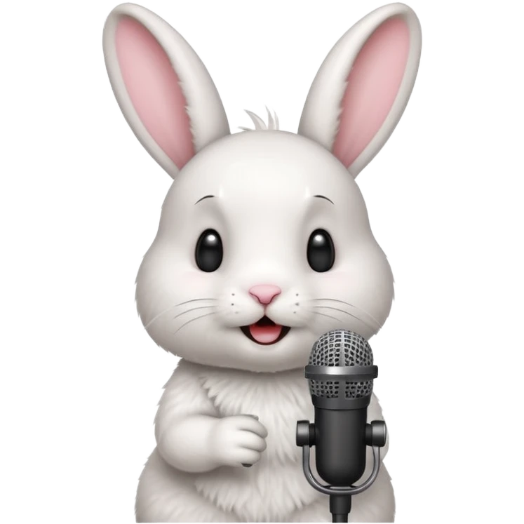 white bunnie singing to mic emoji