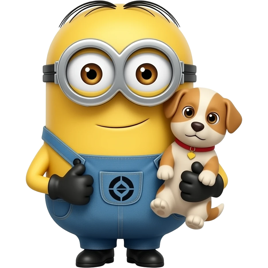 a minion holding a puppy emoji