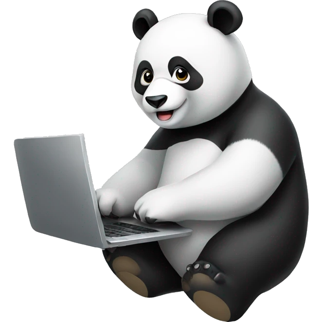 Panda working on laptop emoji