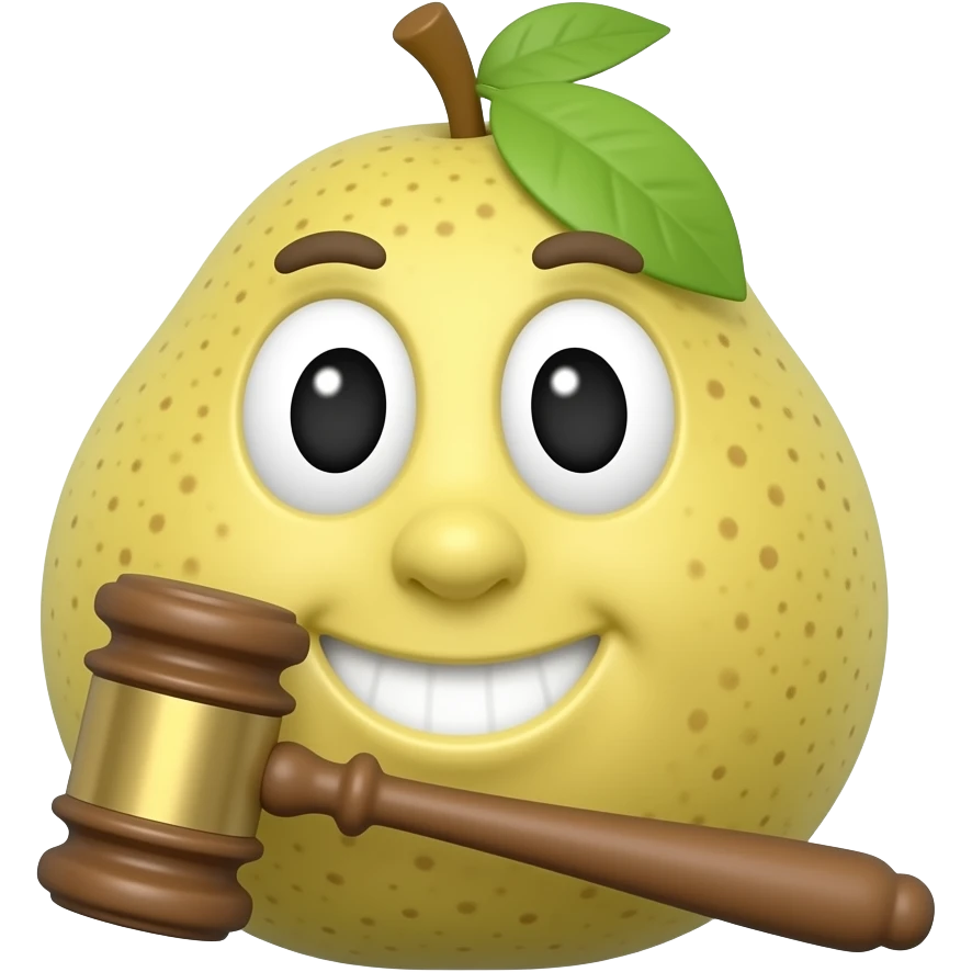 gavel with eyes and mouth and peard emoji