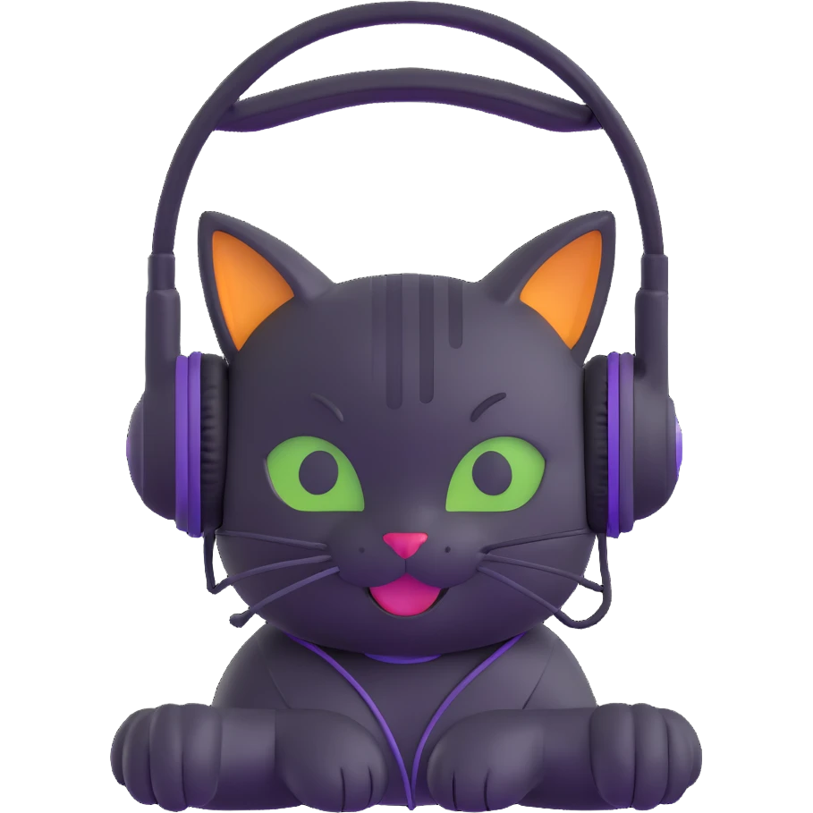 a smiling cybercat wearing headphones emoji