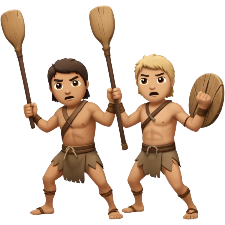 fight between two stone age  man  emoji