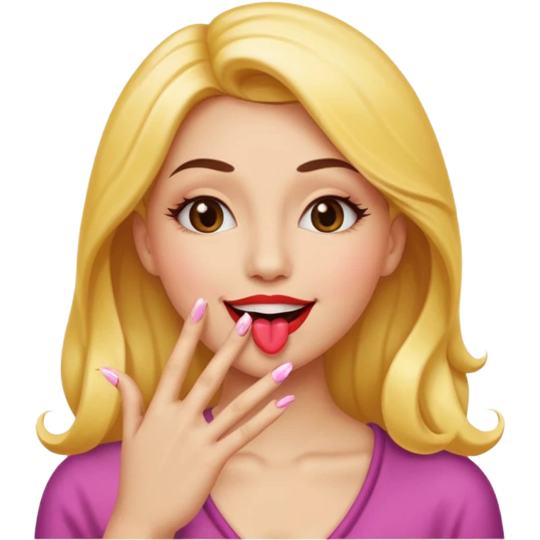 The smiley emoji with nails done. Big lips blowing a kiss emoji