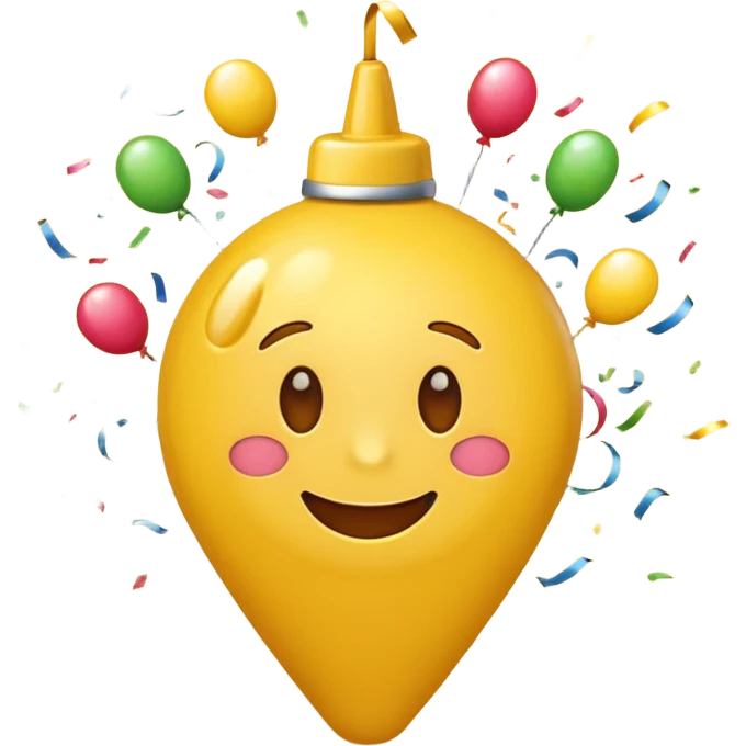 Create the classic yellow emoji but i want you to make it have a hesitant excited face (like they’re about to celebrate but they’re waiting for the right moment,) with a party popper in the back emoji