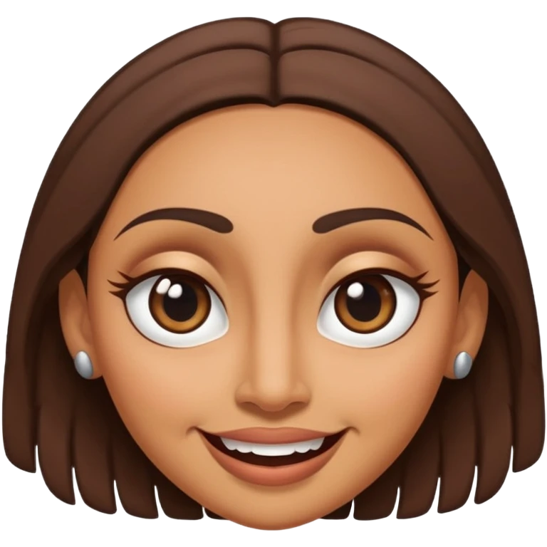 brown Maori female face doing a female pukana, big eyes and upside down smile emoji