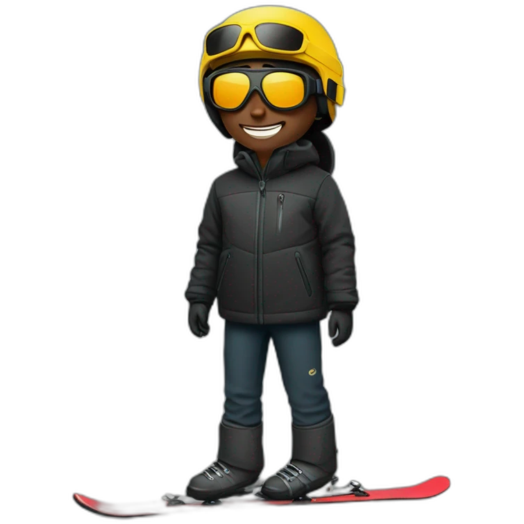 Un garçon noir à das lunettes de ski emoji