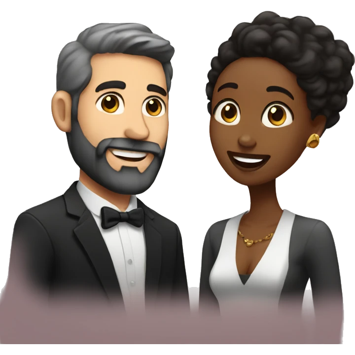 Bearded Jewish man and black woman on date emoji