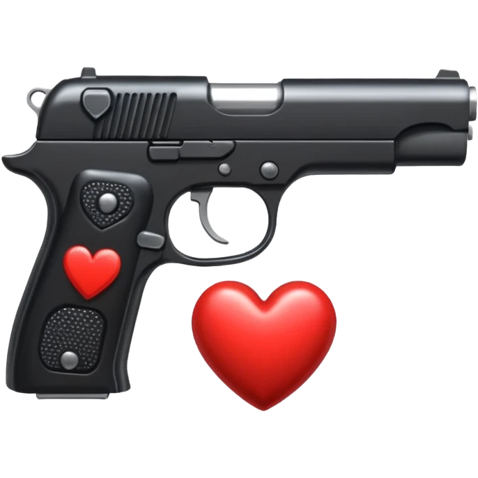 Black hand gun shooting a heart bullets out of it emoji