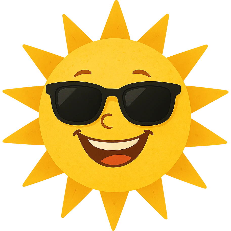 smiling sun with sunglasses, cheerful and bright, general style emoji