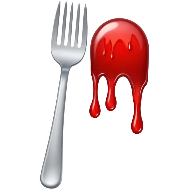 a silver fork with red blood dripping emoji