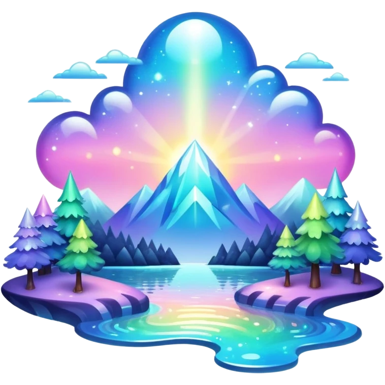 Iridescent big giant glistening glossy sparkly shiny glittery scenery deco emoji