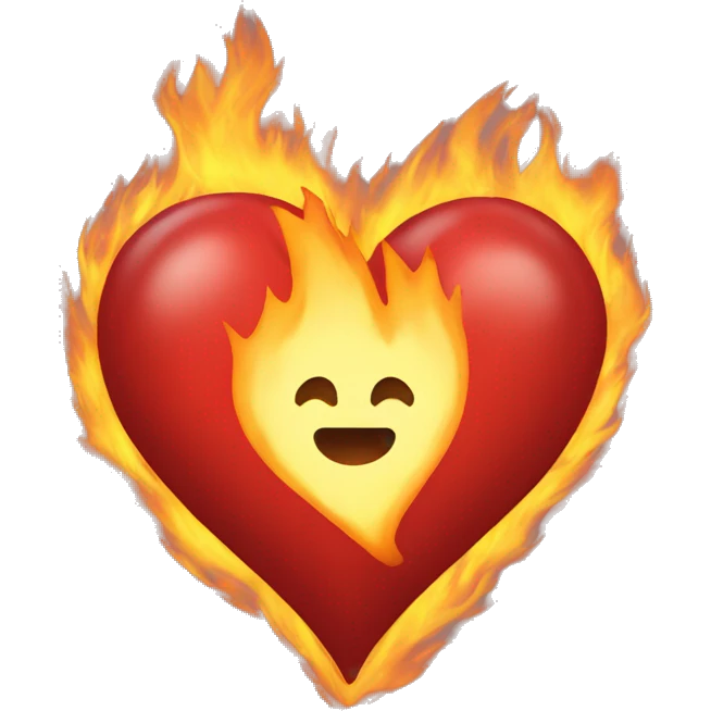 Single Heart made from fire  emoji