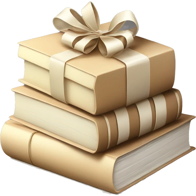 a stack of beautiful beige books with a gift white emoji