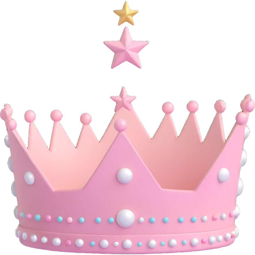 white and pastel pink crown with star accents emoji