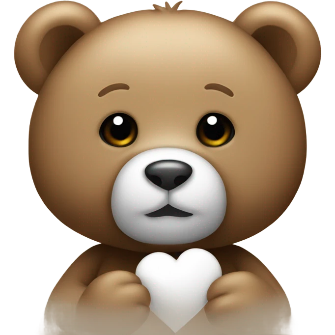 Teddy bear with a white heart emoji